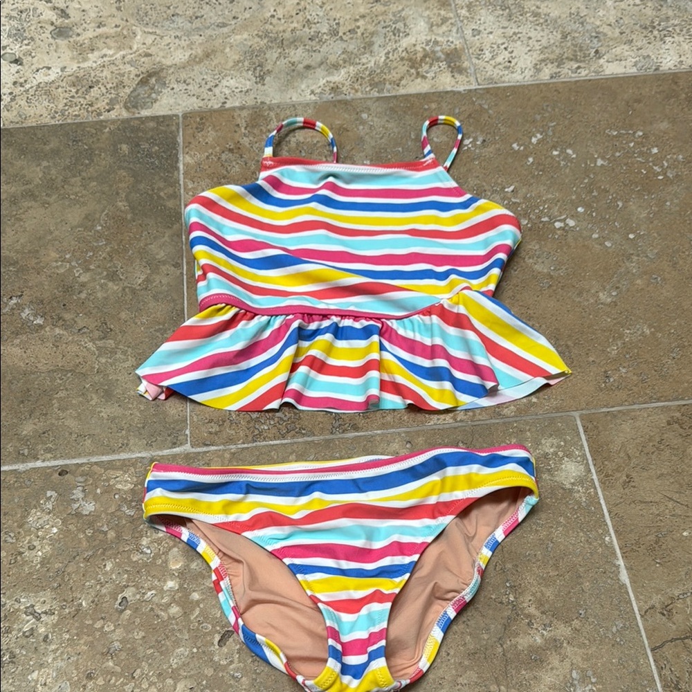 JCrew Crewcuts Colorful Striped Kids tankini Set